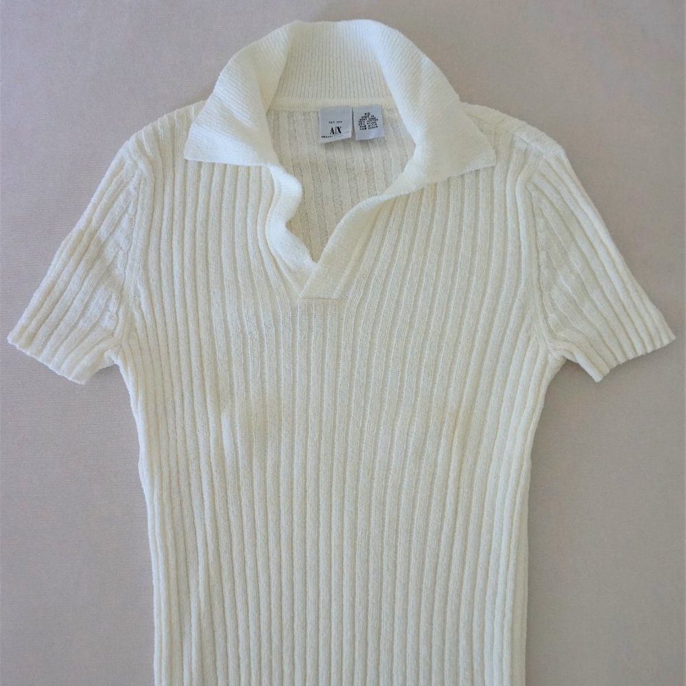 Armani Exchange Summer Polo in White, Extra Small